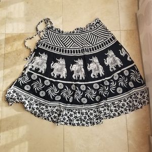 Black and White Cotton Indian Skirt